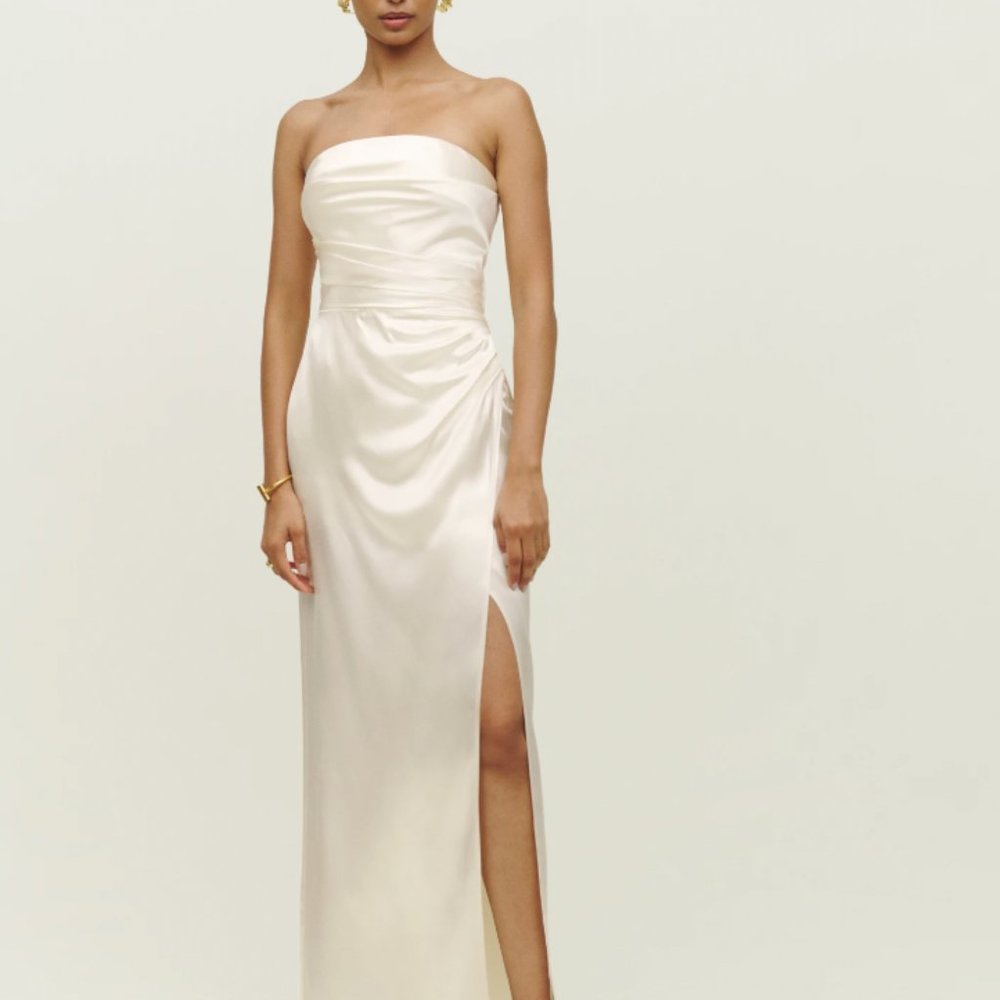 Reformation strapless Barrows dress, Ivory